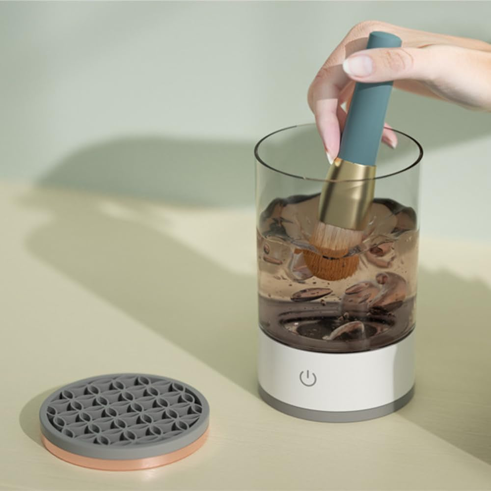 Makeup Brush Cleaning Machine - Automatic Cosmetics Brush Cleaner, Electric Make-Up Brush Cleaner and Dryer, Dust-Proof Beauty Brushes Organizer, Birthday Gift for Ladies