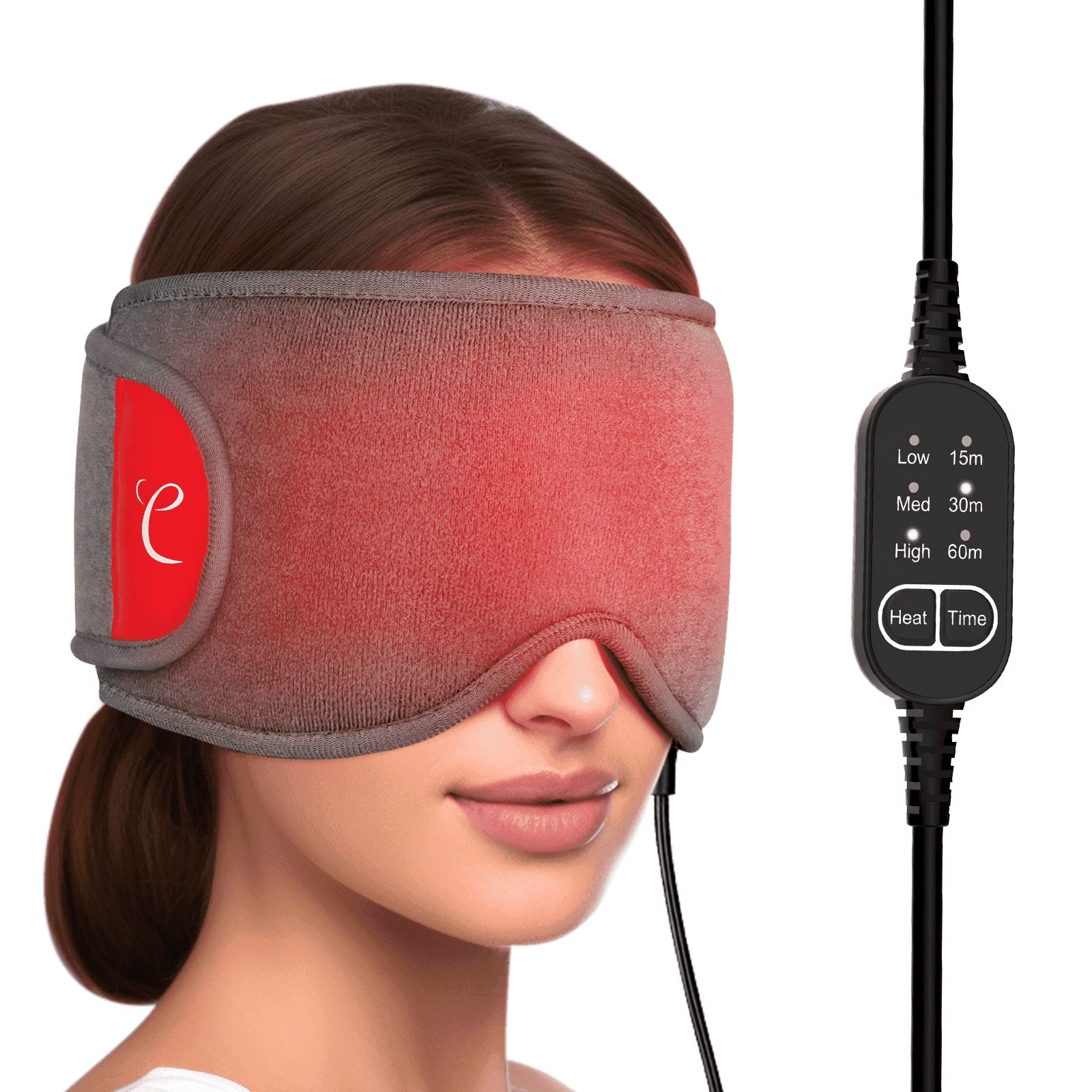 Heated Eye Mask, Adjustable Warm Compress for Dry Eyes Relief with 3 Heat and Timer Settings, Gray