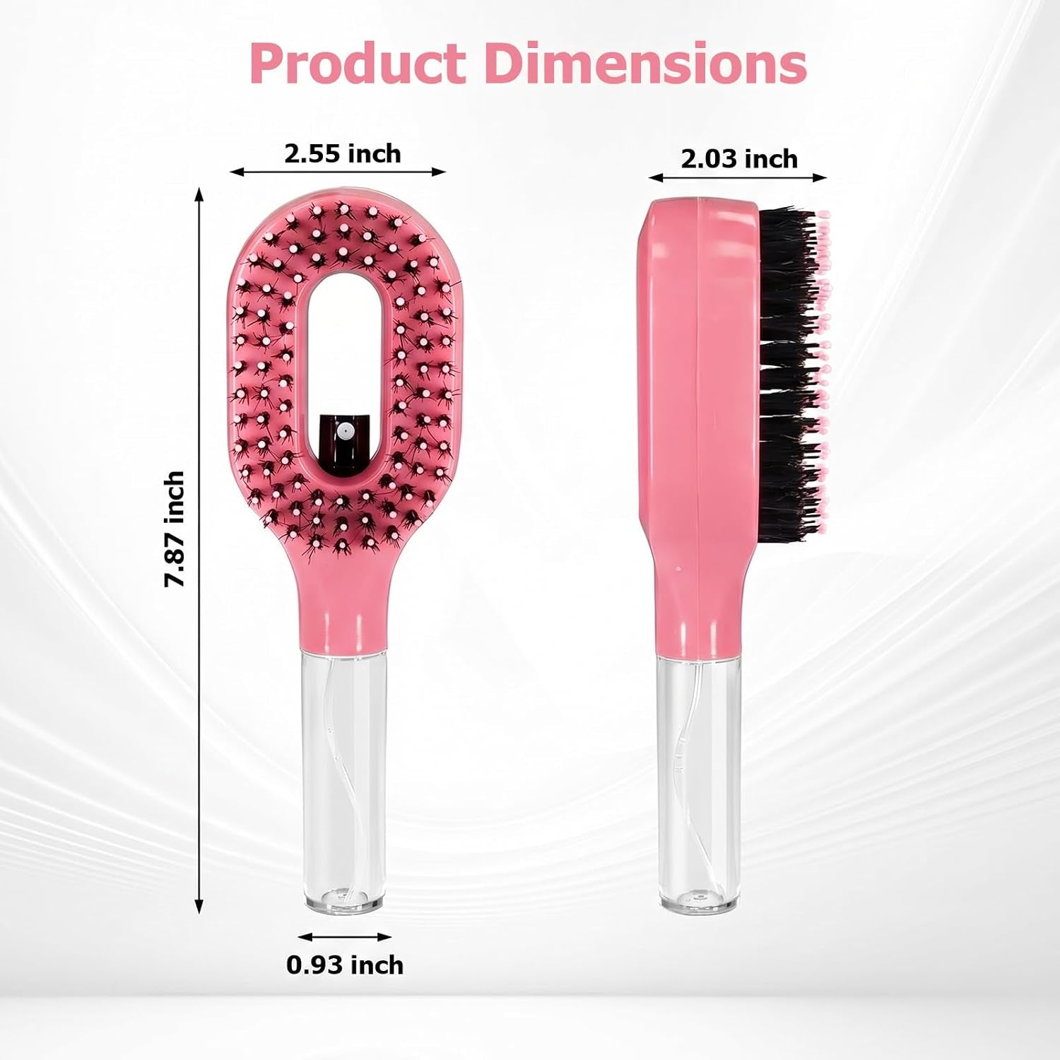 2 in 1 Water Spray Hair Brush for Wet & Dry Hair, Portable Detangling Brush with Mister for Women & Kids, Anti-Frizz Travel Hair Brush with Water Bottle