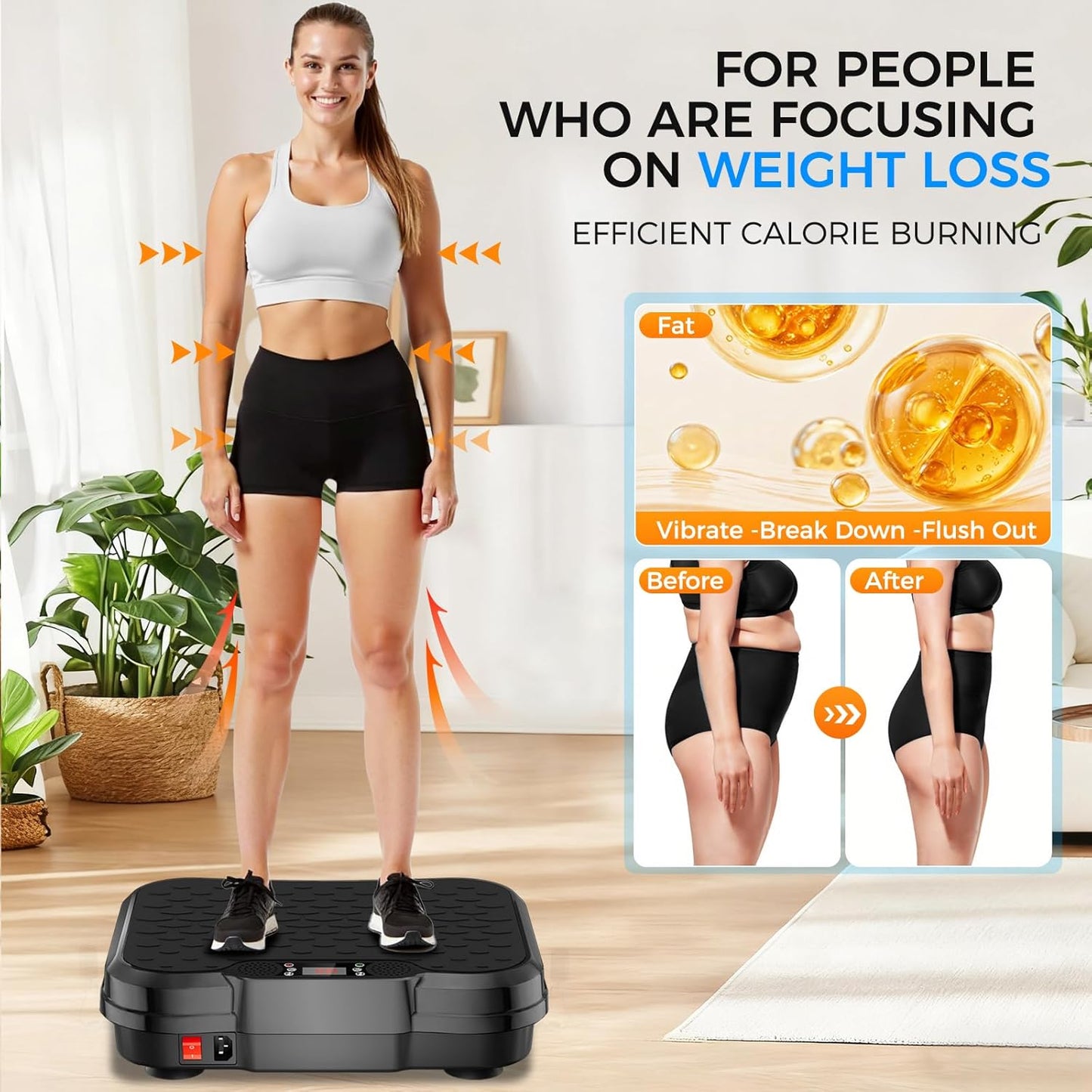 Vibration Plate Exercise Machine,Vibration Plate for Lymphatic Drainage Power Vibration Plate Machine Support 450 Lbs 250 Adjustable Speeds,Vibrating Plate Shake Plate Weight Loss