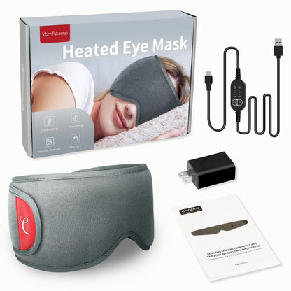 Heated Eye Mask, Adjustable Warm Compress for Dry Eyes Relief with 3 Heat and Timer Settings, Gray
