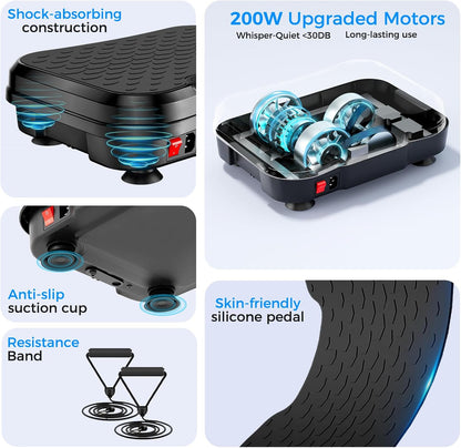 Vibration Plate Exercise Machine,Vibration Plate for Lymphatic Drainage Power Vibration Plate Machine Support 450 Lbs 250 Adjustable Speeds,Vibrating Plate Shake Plate Weight Loss