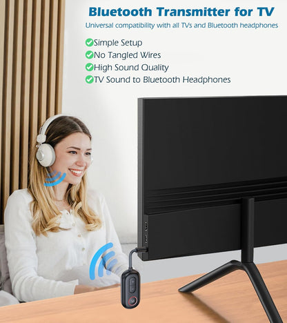 Airplane Bluetooth Adapter for Headphones, Bluetooth Transmitter for TV to Headphones, 3.5Mm Car Adapter for Handsfree Call Music, Audio Receiver for Home Speaker,  Wireless Transmitter Receiver