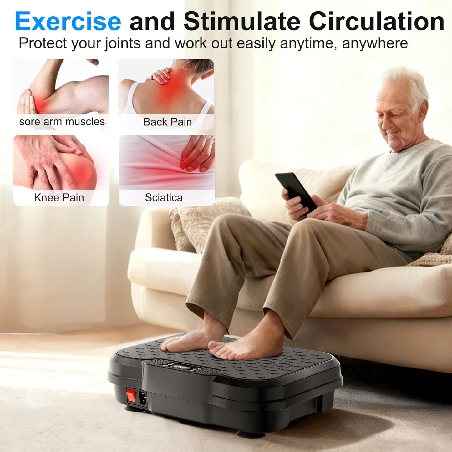 Vibration Plate Exercise Machine,Vibration Plate for Lymphatic Drainage Power Vibration Plate Machine Support 450 Lbs 250 Adjustable Speeds,Vibrating Plate Shake Plate Weight Loss