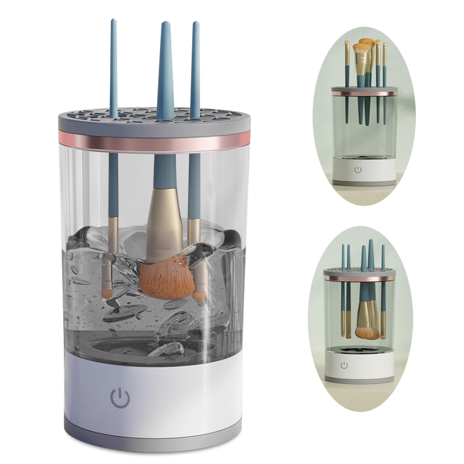 Makeup Brush Cleaning Machine - Automatic Cosmetics Brush Cleaner, Electric Make-Up Brush Cleaner and Dryer, Dust-Proof Beauty Brushes Organizer, Birthday Gift for Ladies