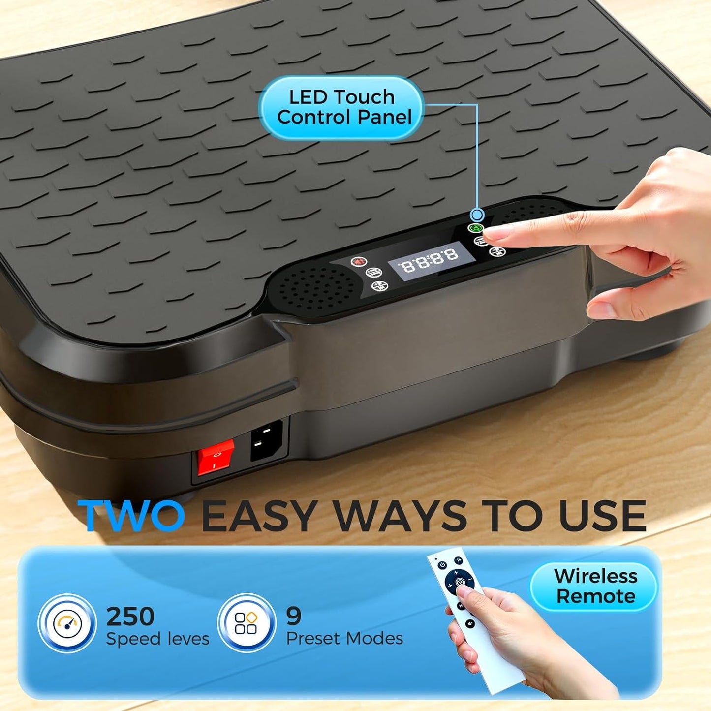 Vibration Plate Exercise Machine,Vibration Plate for Lymphatic Drainage Power Vibration Plate Machine Support 450 Lbs 250 Adjustable Speeds,Vibrating Plate Shake Plate Weight Loss