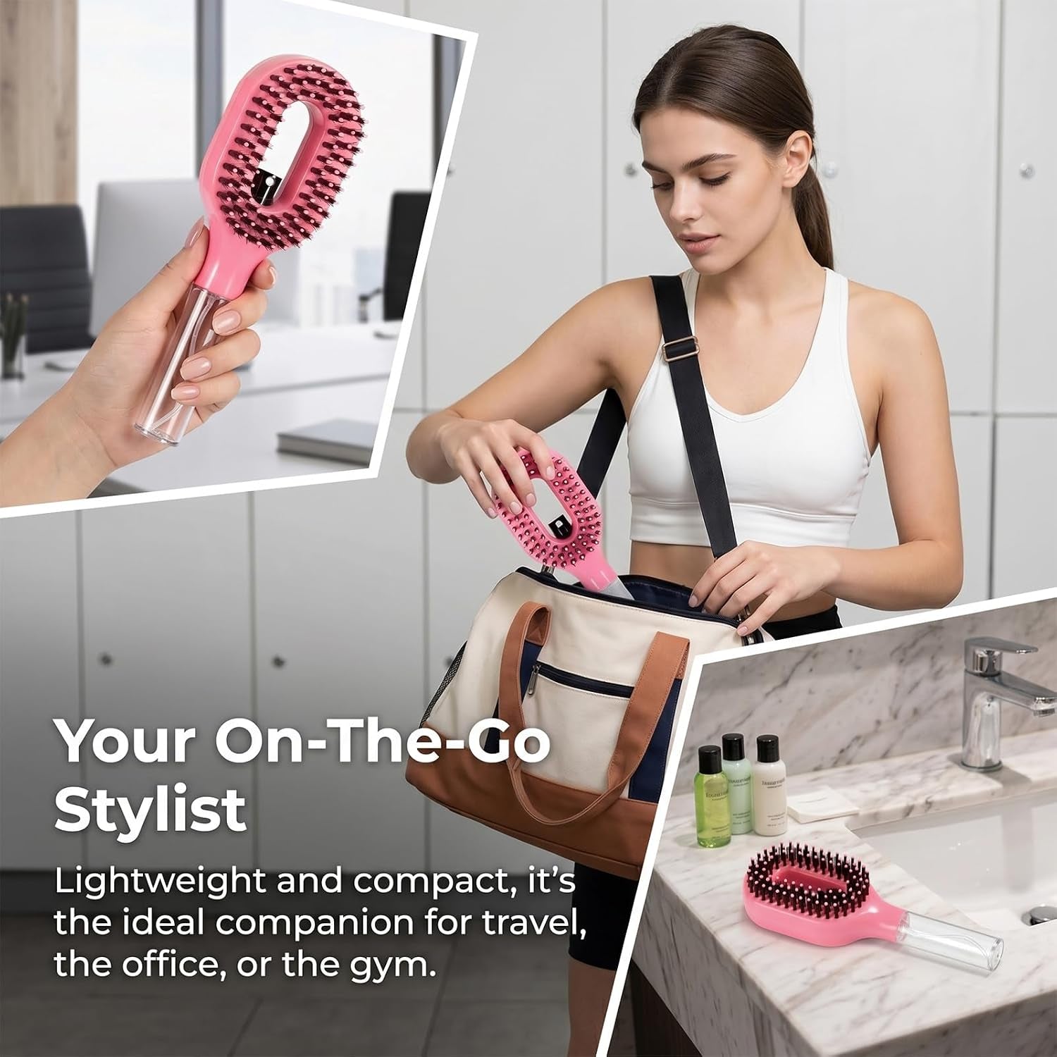 2 in 1 Water Spray Hair Brush for Wet & Dry Hair, Portable Detangling Brush with Mister for Women & Kids, Anti-Frizz Travel Hair Brush with Water Bottle