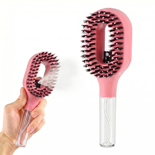 2 in 1 Water Spray Hair Brush for Wet & Dry Hair, Portable Detangling Brush with Mister for Women & Kids, Anti-Frizz Travel Hair Brush with Water Bottle