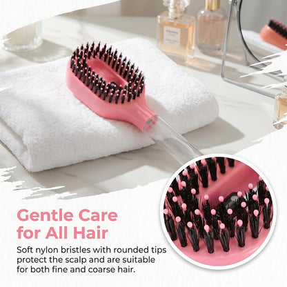 2 in 1 Water Spray Hair Brush for Wet & Dry Hair, Portable Detangling Brush with Mister for Women & Kids, Anti-Frizz Travel Hair Brush with Water Bottle
