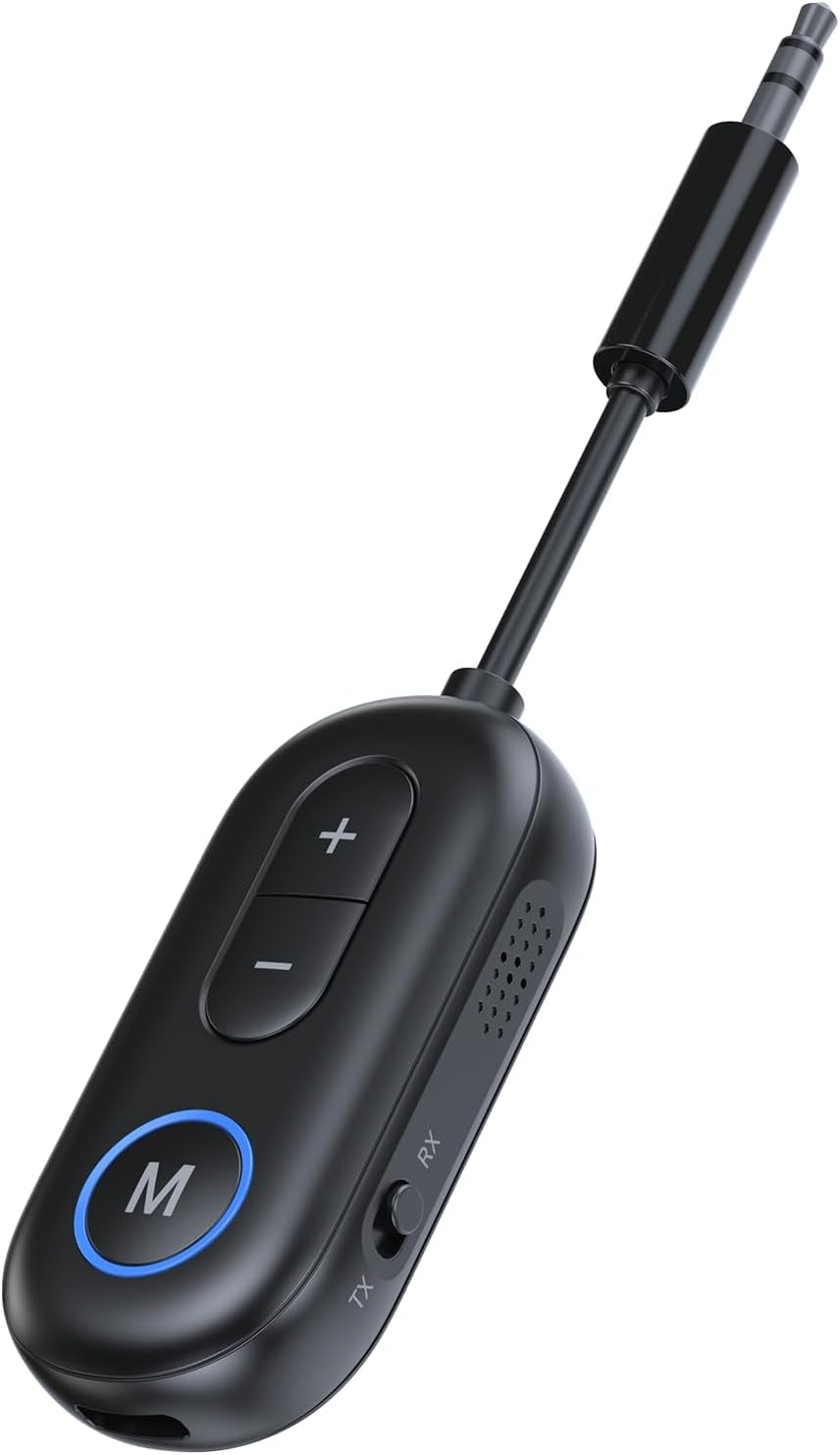 Airplane Bluetooth Adapter for Headphones, Bluetooth Transmitter for TV to Headphones, 3.5Mm Car Adapter for Handsfree Call Music, Audio Receiver for Home Speaker,  Wireless Transmitter Receiver